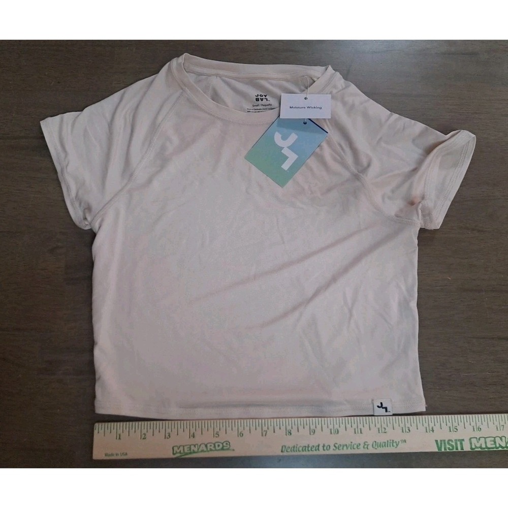 NWT JoyLab Womens Small Almond Cropped Fit Short Sleeve Tee T-Shirt Lightweight